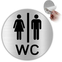 LEIASA | Selbstklebendes WC-Schild Damen & Herren - Dicke 0,8 mm - Durchmesser Ø 100 mm - Aluminium WC-Beschilderung - Toilettenschild - Zeichen - (WC Herren Damen)