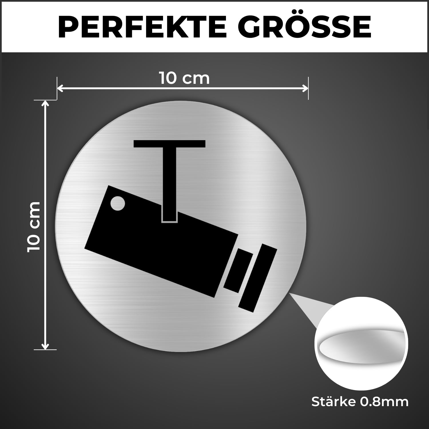 LEIASA : Klebeschild Videoüberwachungszone - Dicke 0,6 mm - Durchmesse