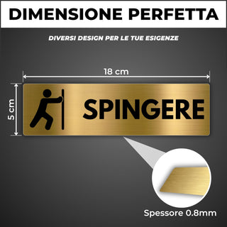 LEIASA | Segnale Spingere Porta - 5x18 cm - Alluminio - Cartello Sping