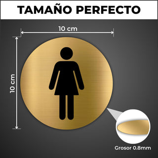 LEIASA | Segnale Dorato Bagno Donna - Ø 10 cm - Spessore 0,8 mm - Allu