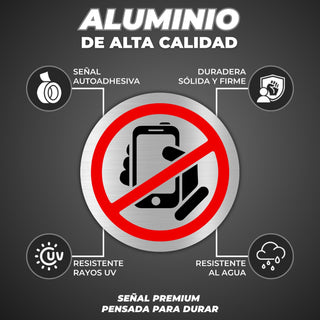 LEIASA | Cartello Vietato Cellulare · Alluminio Ø 10 cm