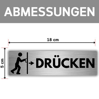 LEIASA | Selbstklebendes Schild Tür Drücken - 5x18 cm - Dicke 0,8 mm -