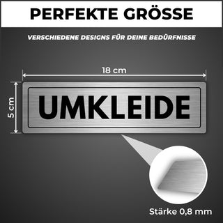 LEIASA | Selbstklebendes Schild Umkleide - 5x18 cm - Aluminium - Hinwe