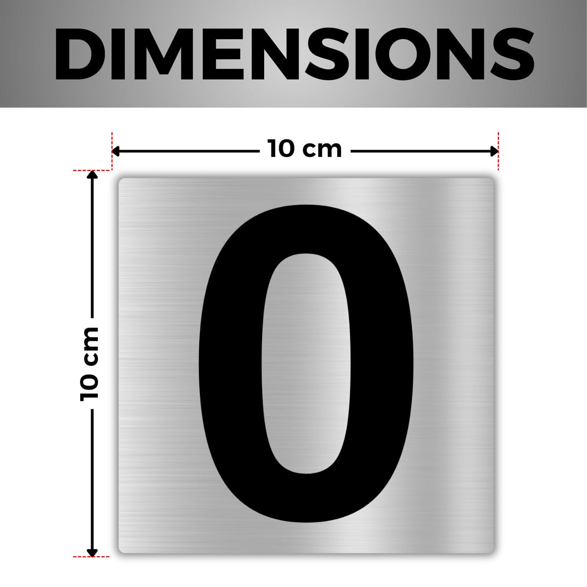 LEIASA | Numéro Autocollant Maison - 10x10 cm - Aluminium - N° 0 - Num