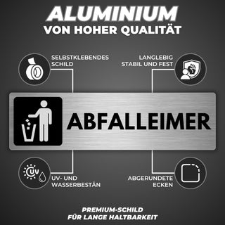 LEIASA | Selbstklebendes Schild Abfalleimer - 5x18 cm - Aluminium - Hi