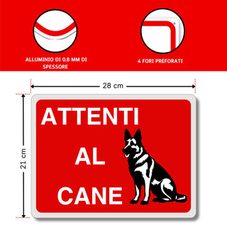 LEIASA : Segnale di pericolo per i cani - 21x21 cm - Alluminio riflett