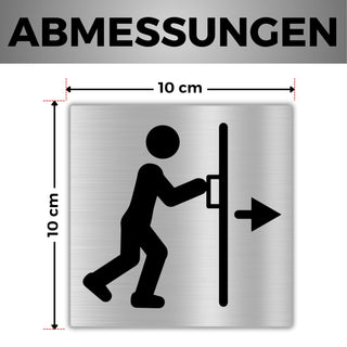 LEIASA | Selbstklebendes Drücken Schild - 10x10 cm - 0,8 mm Dicke - Al