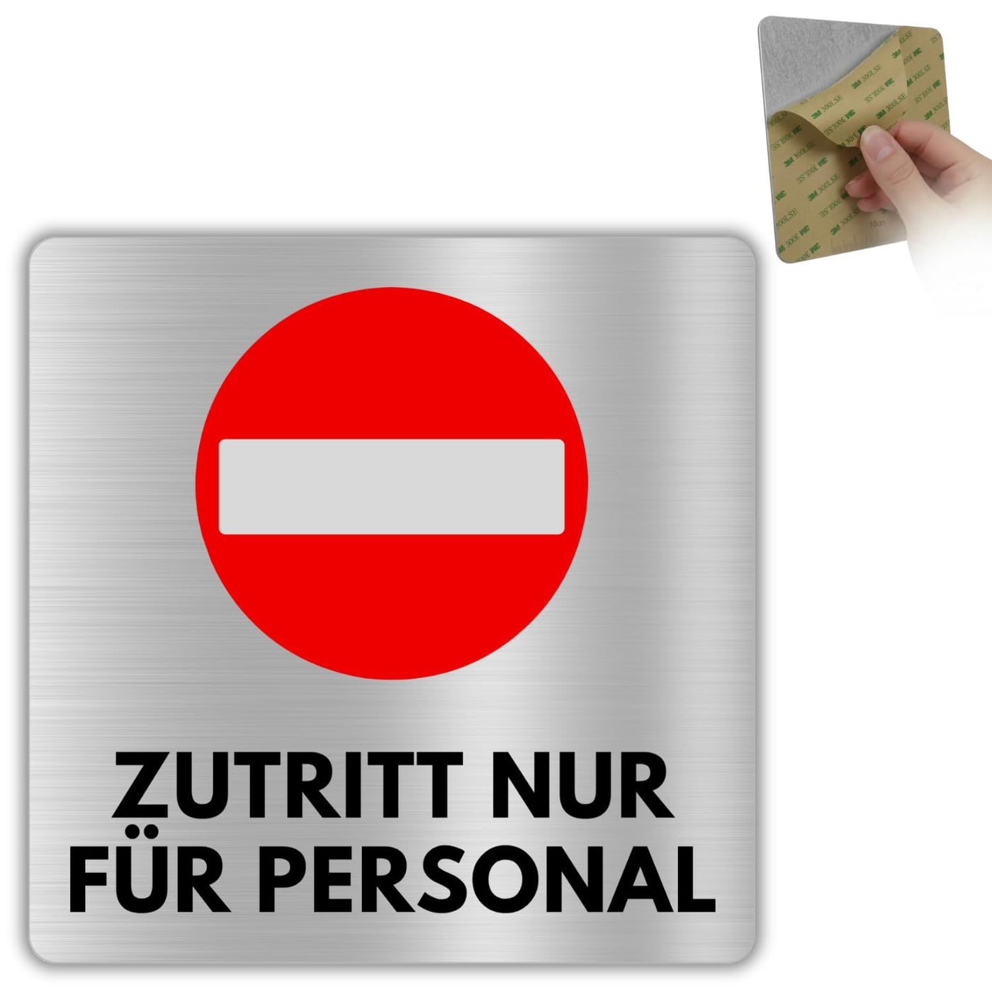 LEIASA | Schild Zutritt nur für Personal - 12x12 cm - Aluminium - Kein