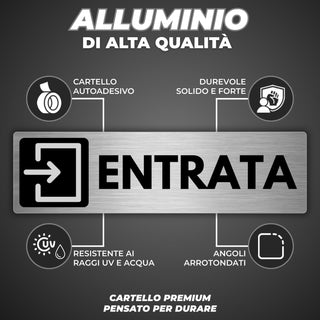 LEIASA | Segnale adesivo Entrata - 5x18 cm - Spessore 0,8 mm - Segno I