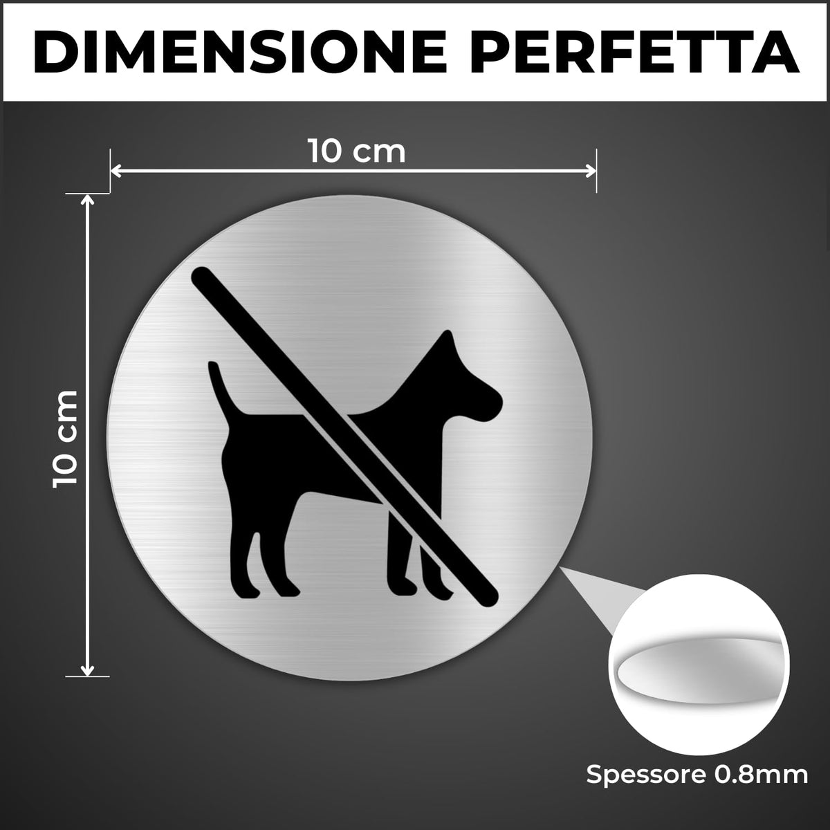 LEIASA | Segnale Adesivo Attenti Al Cane - Diametro Ø 100 mm - Spessor