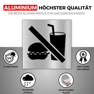 LEIASA | Selbstklebendes Essen und Trinken Verboten Schild - 10x10 cm 