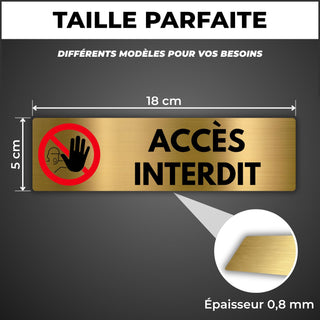 LEIASA | Panneau Accès Interdit - 5x18 cm - Aluminium - Zone Non Autor