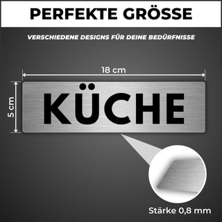 LEIASA | Schild Küche - 5 x 18 cm - Stärke 0,8 mm - Aluminium - Selbst