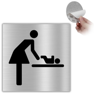 LEIASA | Schild Wickelraum Mutter und Baby - 10x10 cm - Aluminium - Hi