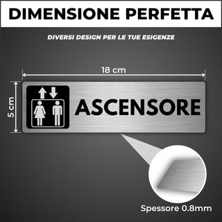 LEIASA | Cartello Ascensore - 5x18 cm - Spessore 0,8 mm - Alluminio - 