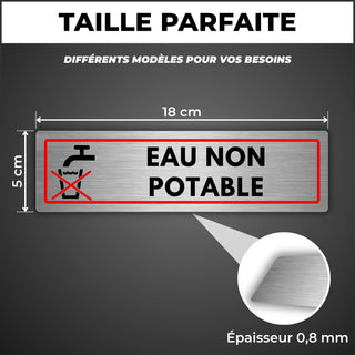LEIASA | Panneau Eau Non Potable - 5x18 cm - Aluminium - Pancarte Liqu