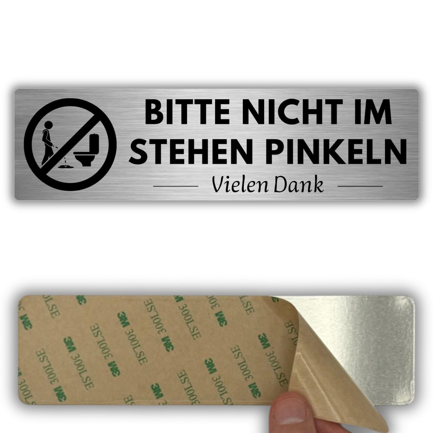 LEIASA | Schild Nicht im Stehen Urinieren - 5 x 18 cm - Stärke 0,8 mm 