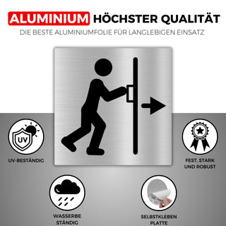 LEIASA | Selbstklebendes Drücken Schild - 10x10 cm - 0,8 mm Dicke - Al