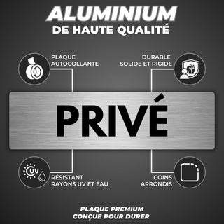 LEIASA | Panneau Privé - 5 x 18 cm - Aluminium 0,8 mm - Plaque adhésiv