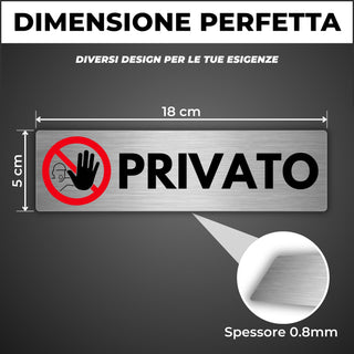 LEIASA | Segnale Adesivo Privato - 5x18 cm - Spessore 0,8 mm - Allumin