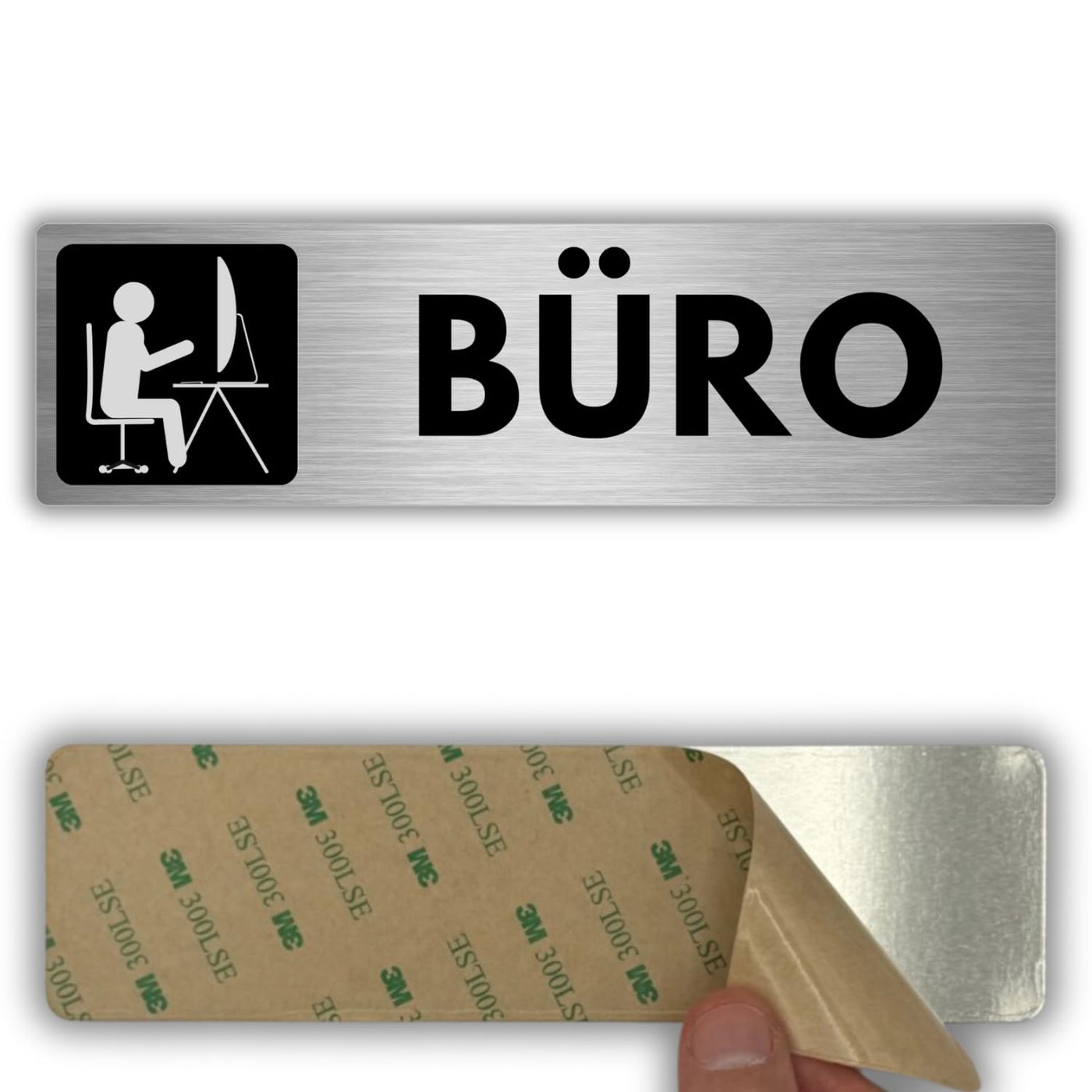 LEIASA | Schild Büro - 5x18 cm - Aluminium - Türschild Büroraum - Hinw
