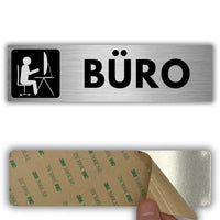 LEIASA | Schild Büro - 5x18 cm - Aluminium - Türschild Büroraum - Hinweisschild Office Raum - Aufkleber Arbeitszimmer - Bürotür Schild - Geschäftsraum Firma - Dicke 0,8 mm - (Büro)