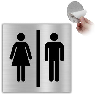 LEIASA | Schild WC Herren Damen - 10x10 cm - Aluminium - Hinweisschild