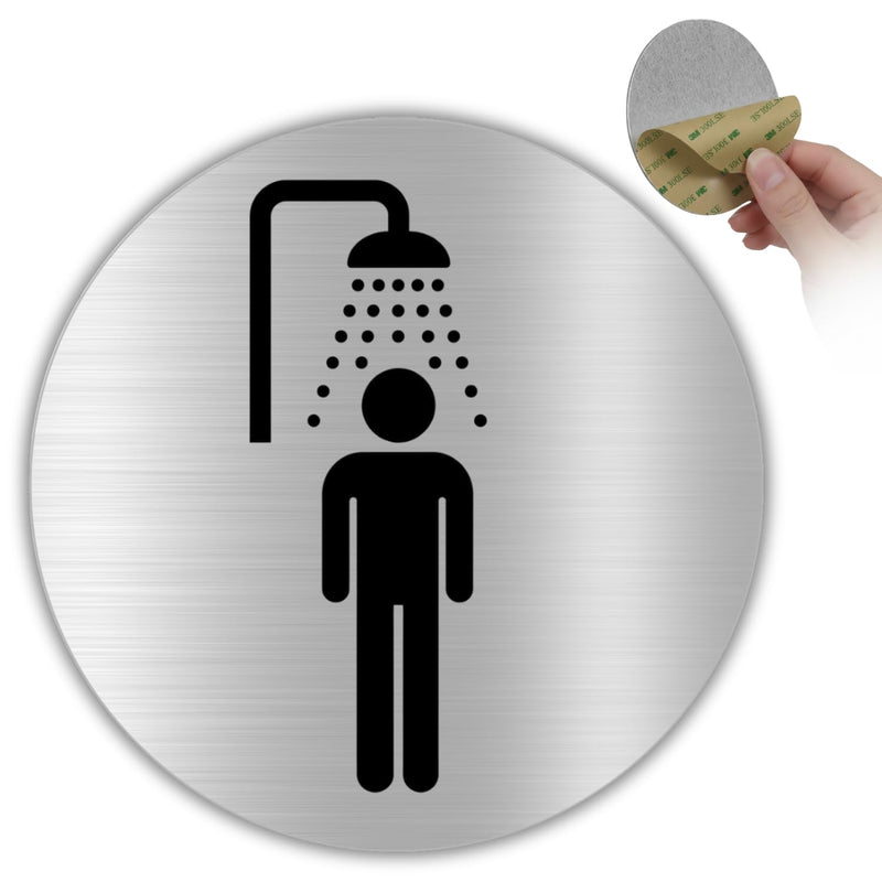 Türschild Dusche Herren rund Aluminium Ø 10 cm | LEIASA