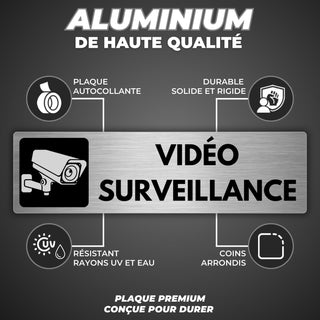 LEIASA | Panneau Adhésif Zone Sous Vidéosurveillance - 5x18 cm - Épais