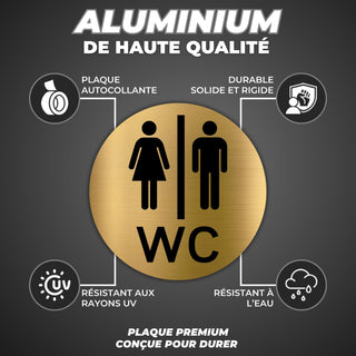 LEIASA | Panneau WC Homme Femme – Ø 10 cm – Épaisseur 0,8 mm – Alumini