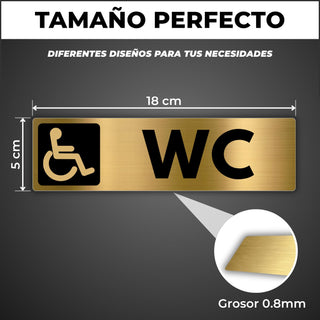 LEIASA | Panneau Toilettes Handicapé - 5x18 cm - Aluminium - Panneau W