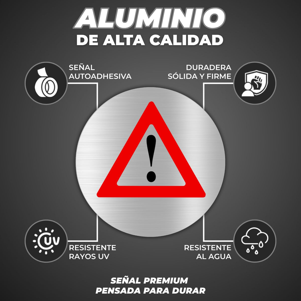 LEIASA | Cartello Attenzione Pericolo · Alluminio Ø 100 mm