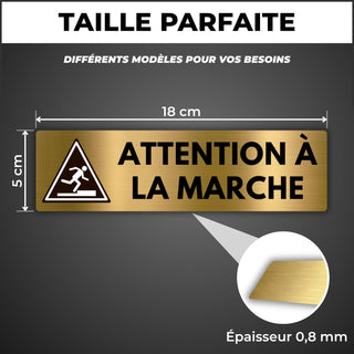 LEIASA | Panneau Attention à la Marche - 5x18 cm - Aluminium - Risque 