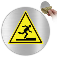 LEIASA | Panneau Attention à la Marche - Ø 10 cm - Aluminium - Épaisseur 0,8 mm - Résistant aux intempéries - Impression UV