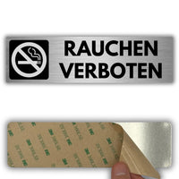LEIASA | Schild Rauchen Verboten - 5x18 cm - Aluminium - Warnschild Nichtraucher - Hinweisschild Rauchverbot - Aufkleber Rauchfreie Zone - Nichtraucherbereich - (Rauchen Verboten)