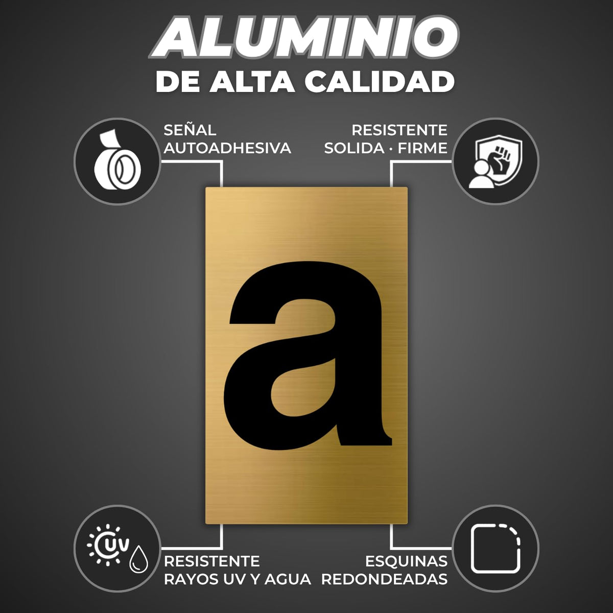 LEIASA | Goldene Hausnummer - 6x10 cm - Aluminium - Ziffernschild Tür 