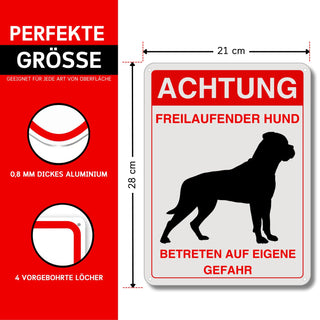 LEIASA | Warnschild „Gefährlicher Hund“ - 21x28 cm - Reflektierendes A