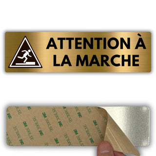 LEIASA | Panneau Attention à la Marche - 5x18 cm - Aluminium - Risque 