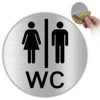 LEIASA | Schild Unisex Toilette - 5x18 cm - Aluminium - WC Schild gemischt - Unisex-WC Türschild - All-Gender Toilette - Aufkleber - Silberner Wegweiser - Tür - Stärke 0.8mm - (Unisex Toilette)