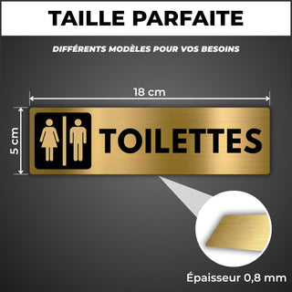 LEIASA | Panneau Toilettes Mixtes - 5x18 cm - Aluminium - WC Hommes Fe