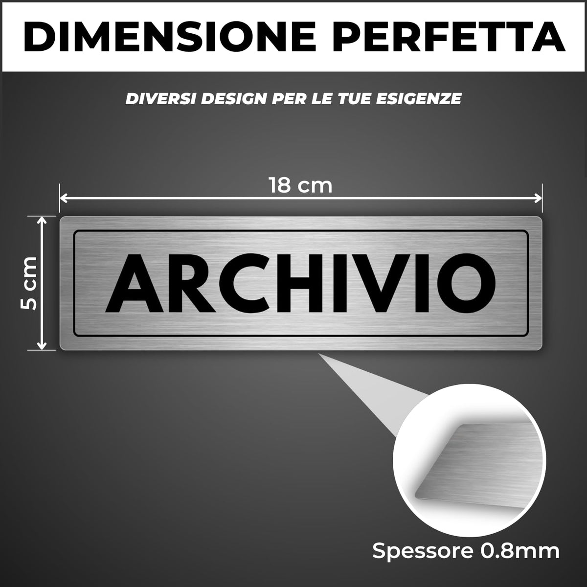 LEIASA | Cartello Archivio - 5x18 cm - Spessore 0,8 mm - Alluminio - T