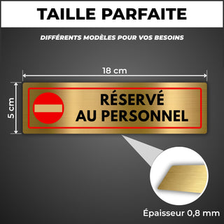 LEIASA | Panneau Réservé au Personnel - 5x18 cm - Aluminium - Zone Emp