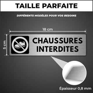 LEIASA | Panneau Chaussures Interdites - 5x18 cm - Aluminium - Pancart