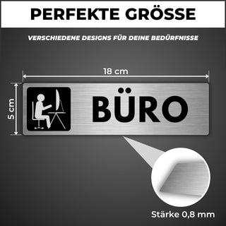 LEIASA | Schild Büro - 5x18 cm - Aluminium - Türschild Büroraum - Hinw