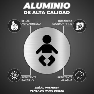 LEIASA | Panneau Bébé à Langer - Ø 10 cm - Aluminium - Coin Change Cou