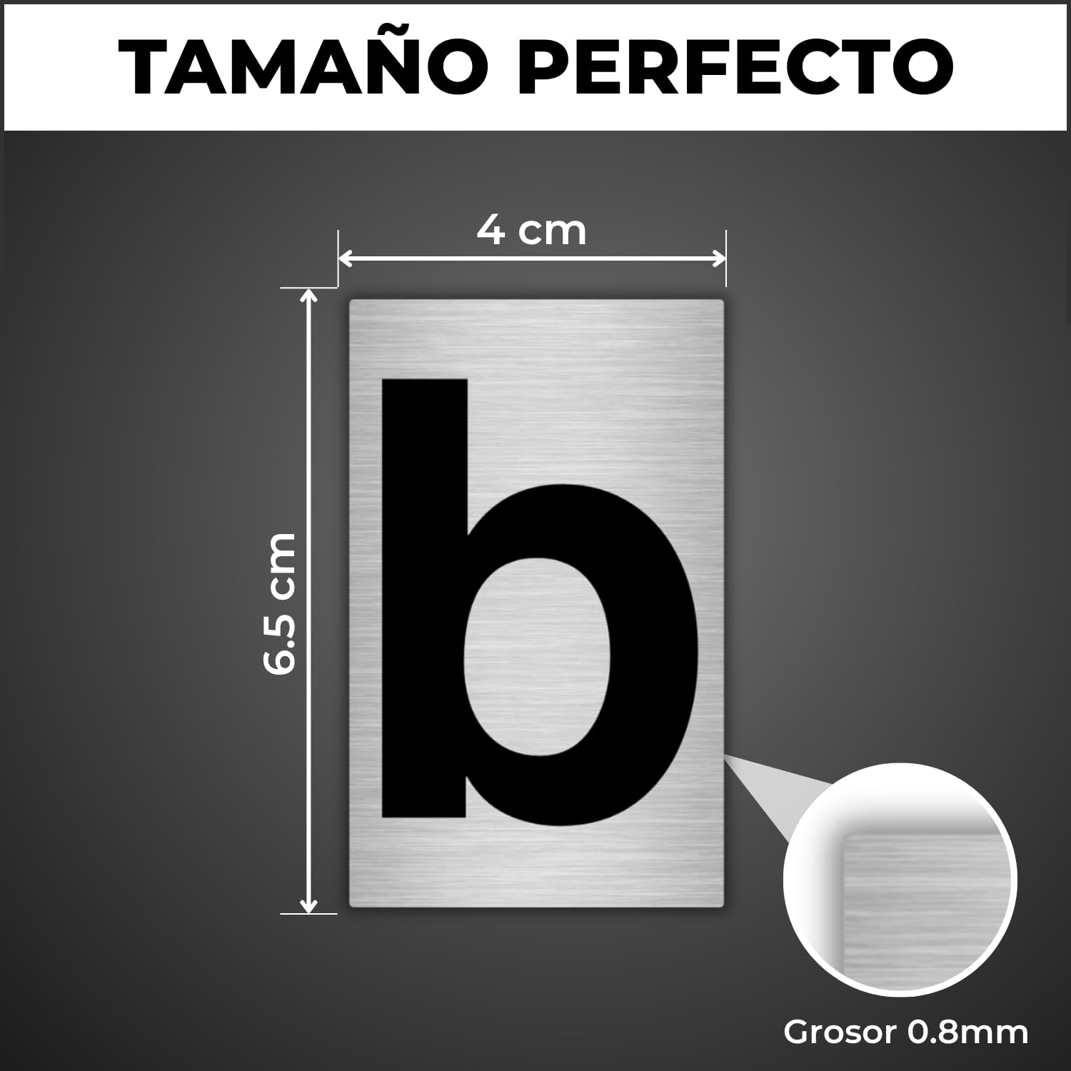 LEIASA | Número para Casa - 4x6,5 cm - Aluminio - Placa Numeración Portal - Dígito Buzón - Cifra Puerta - Rótulo Vivienda - Cartel Dirección - Señal Número Edificio - Grosor 0.8 mm - Gris (b, 65mm)