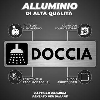 LEIASA | Segnale Doccia - 5 x 18 cm - Spessore 0,8 mm - Alluminio - Ta
