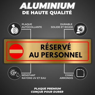 LEIASA | Panneau Réservé au Personnel - 5x18 cm - Aluminium - Zone Emp