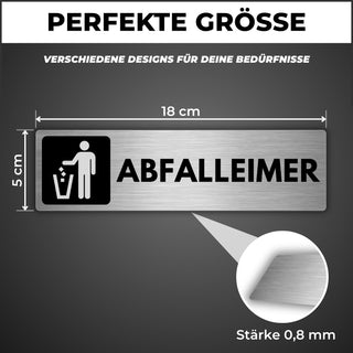 LEIASA | Selbstklebendes Schild Abfalleimer - 5x18 cm - Aluminium - Hi
