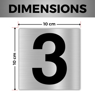 LEIASA | Numéro Autocollant Maison - 10x10 cm - Aluminium - N° 3 - Num